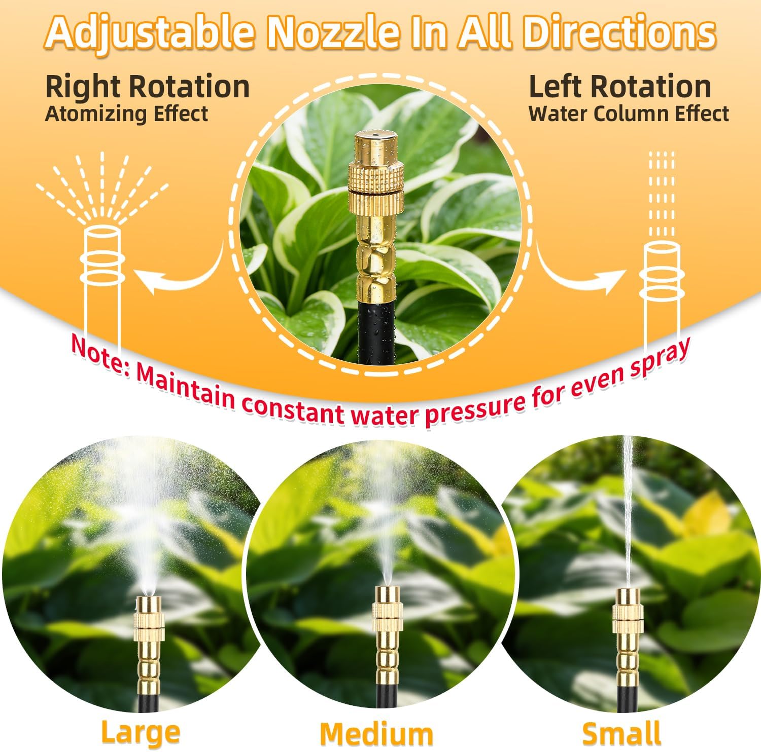 100FT 1/4" Drip Irrigation System, 2026 Upgrade Garden Irrigation Kit with 24pcs 360° Adjustable Copper Nozzles, DIY