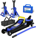 4 Piece Car Truck Floor Jack Service with Jack Stands Tire Repair Kit for Garages, Automotive,Repair Shops and DIY