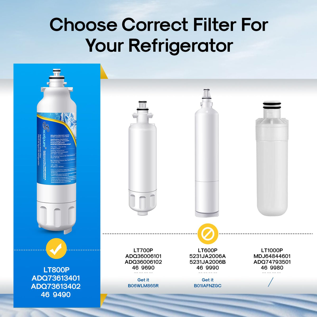 ADQ73613401 Water Filter Replacement for LG LT800P,3 PACK