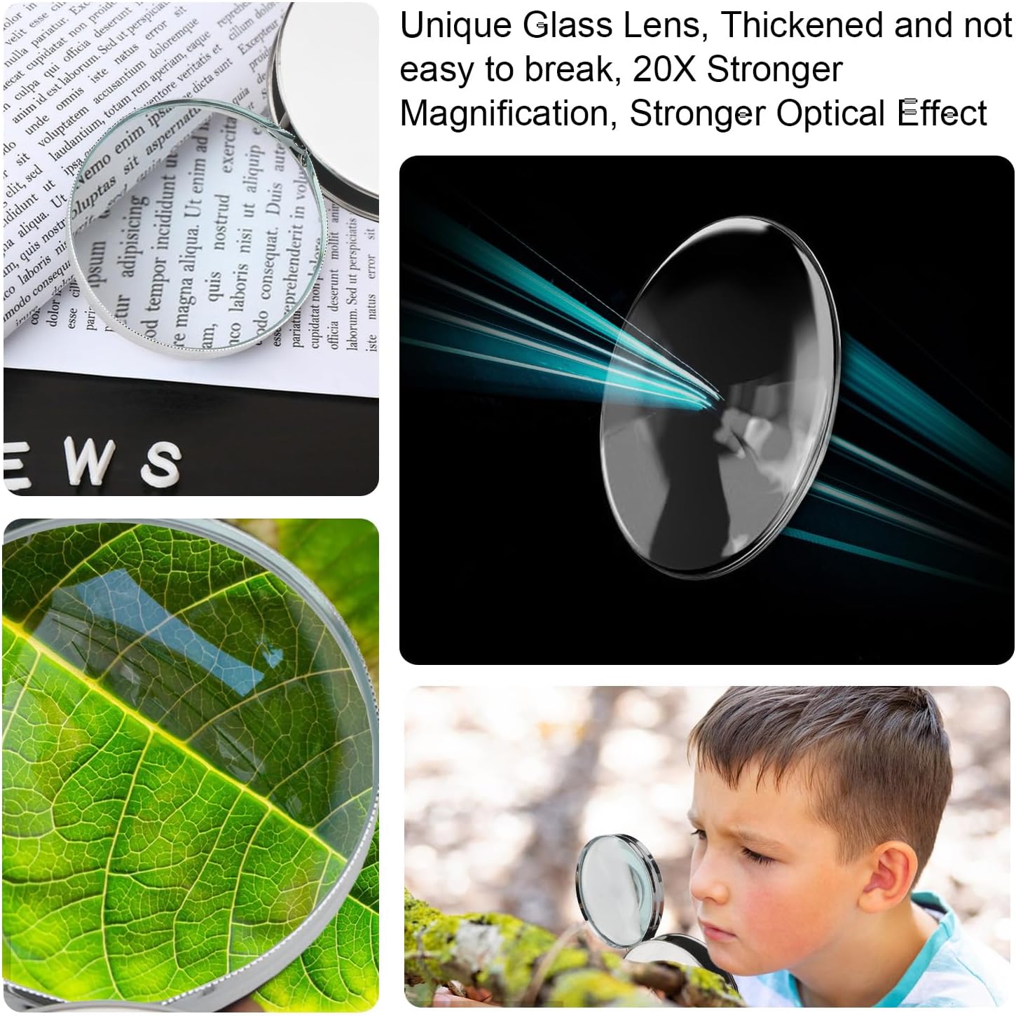 20X Handheld Magnifier, Pocket Magnifying Glass Reading Magnifier | Metal, folding magnifying glass to 180° rotation