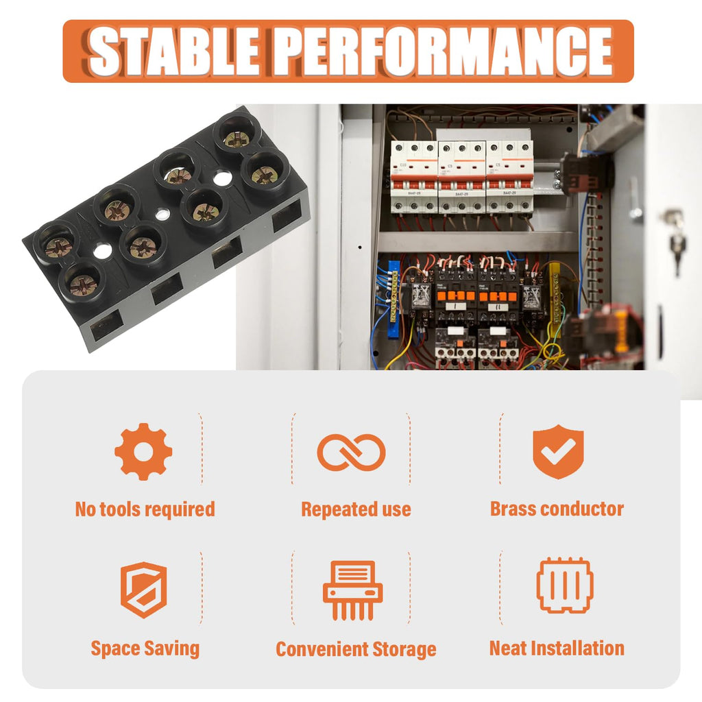 2PCS Dual Rows Terminal Block 500V 60A 4 Position Screw