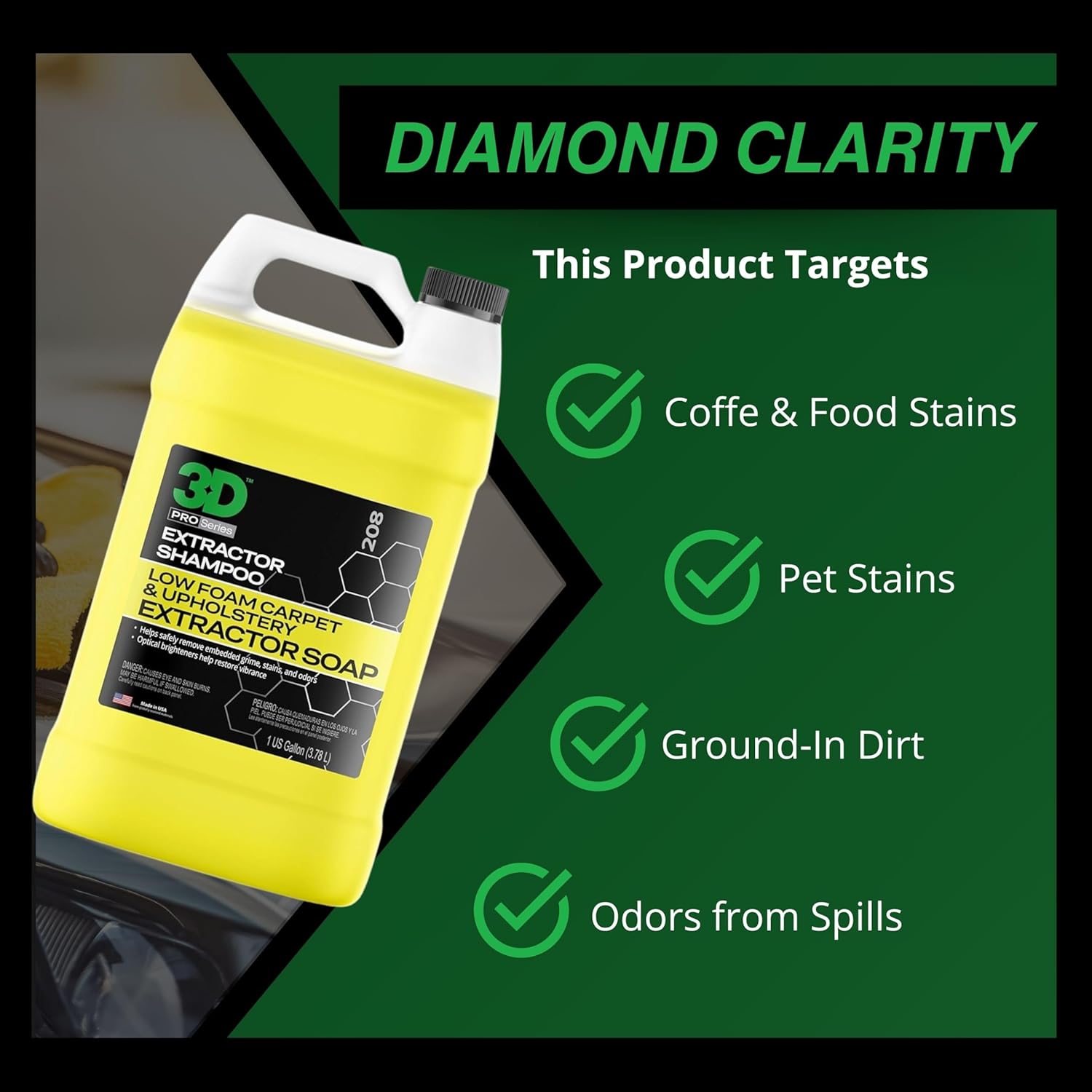 Extractor Carpet Cleaner Shampoo for Machine Use - Upholstery Cleaner, Stain Remover & Odor Eliminator - Low Foam, No