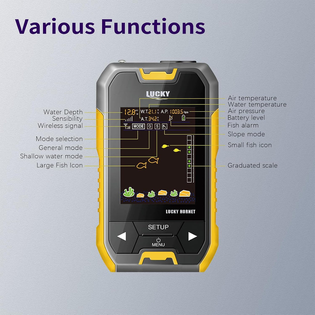 Kayak Portable Fish Depth Finder for Boats and Bank | Wireless Handheld Fish Finders with Transducer Castable Fishing