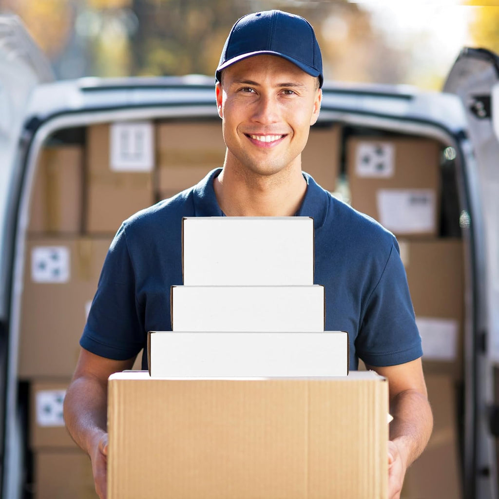 30 Pack Small Shipping Boxes Assorted Sizes, 6x4x3, 7x5x2, 9x6x2-10 PCS Each Small Boxes, White Corrugated Box