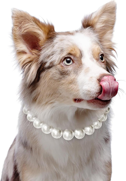 Exquisite and Adjustable Dog Necklace: Elegant Classic Pearl Collar Necklace Accessories for Dogs, Occasions and