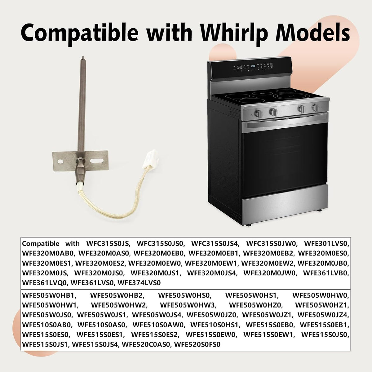 Range Oven Temperature Sensor Probe Compatible with Whirlp