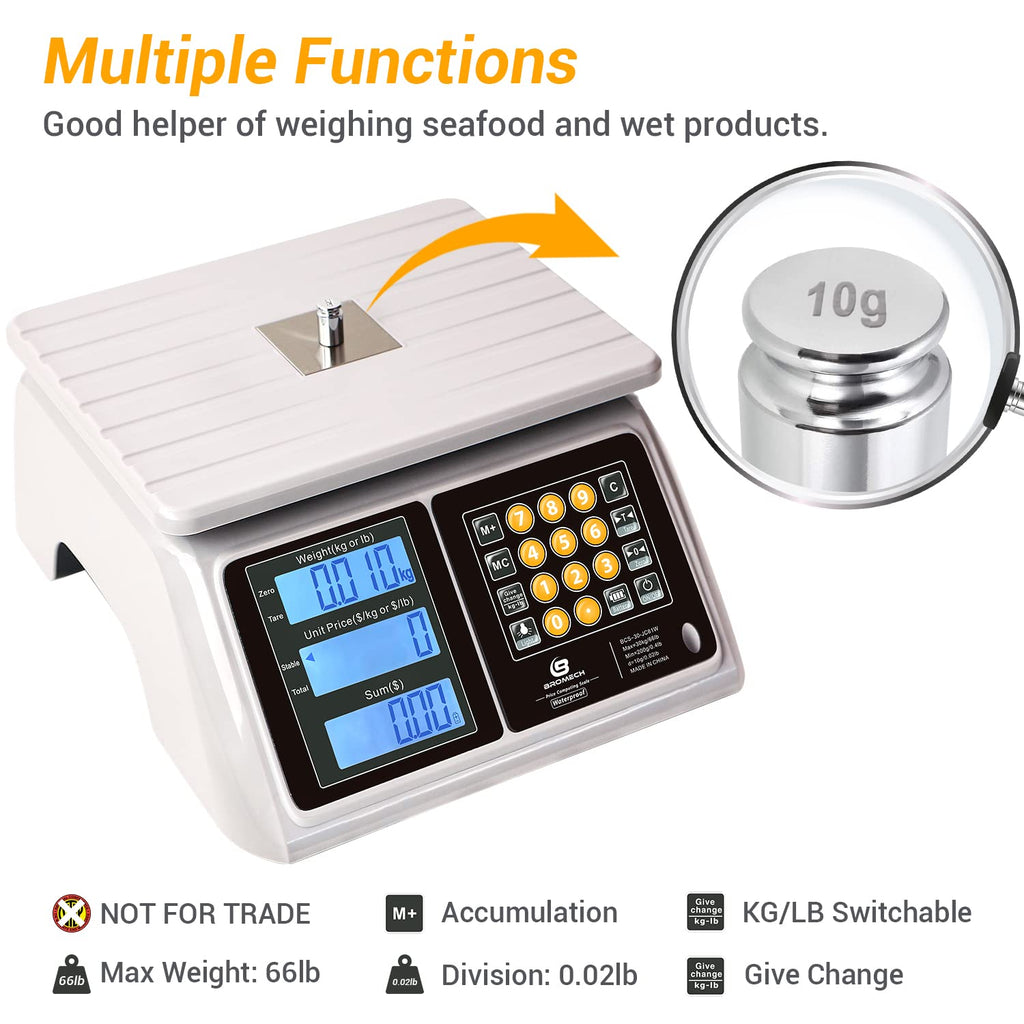 Waterproof Commercial Food Scale 66lb with Price Computing