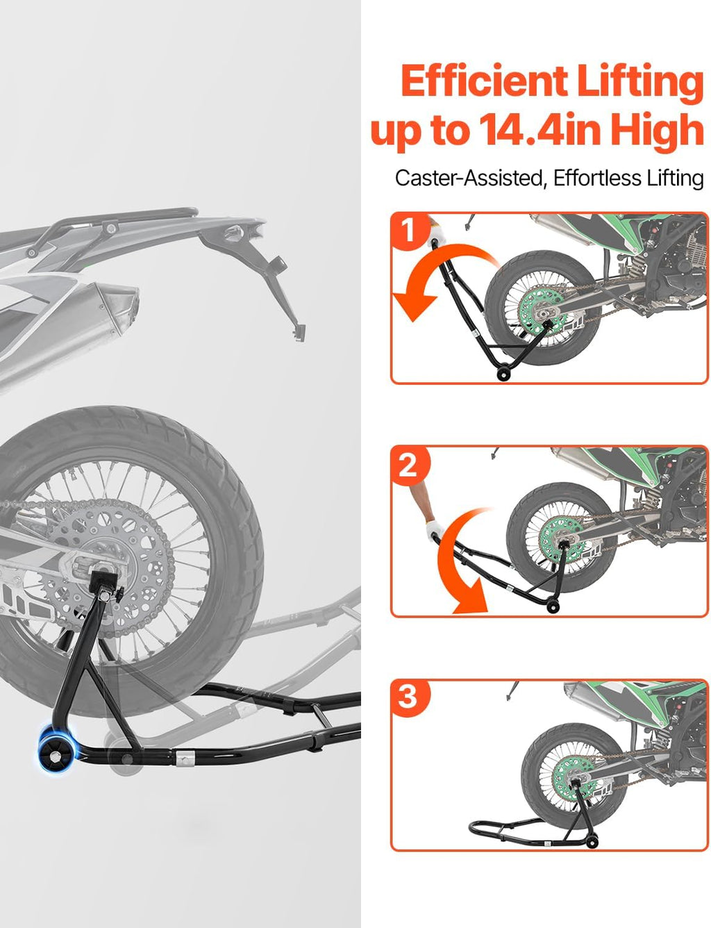 Motorcycle Rear Wheel Stand, 850lbs/390kg Load Capacity Lift with U + L Fork Swingarm Spool, Heavy Duty Rear Wheel