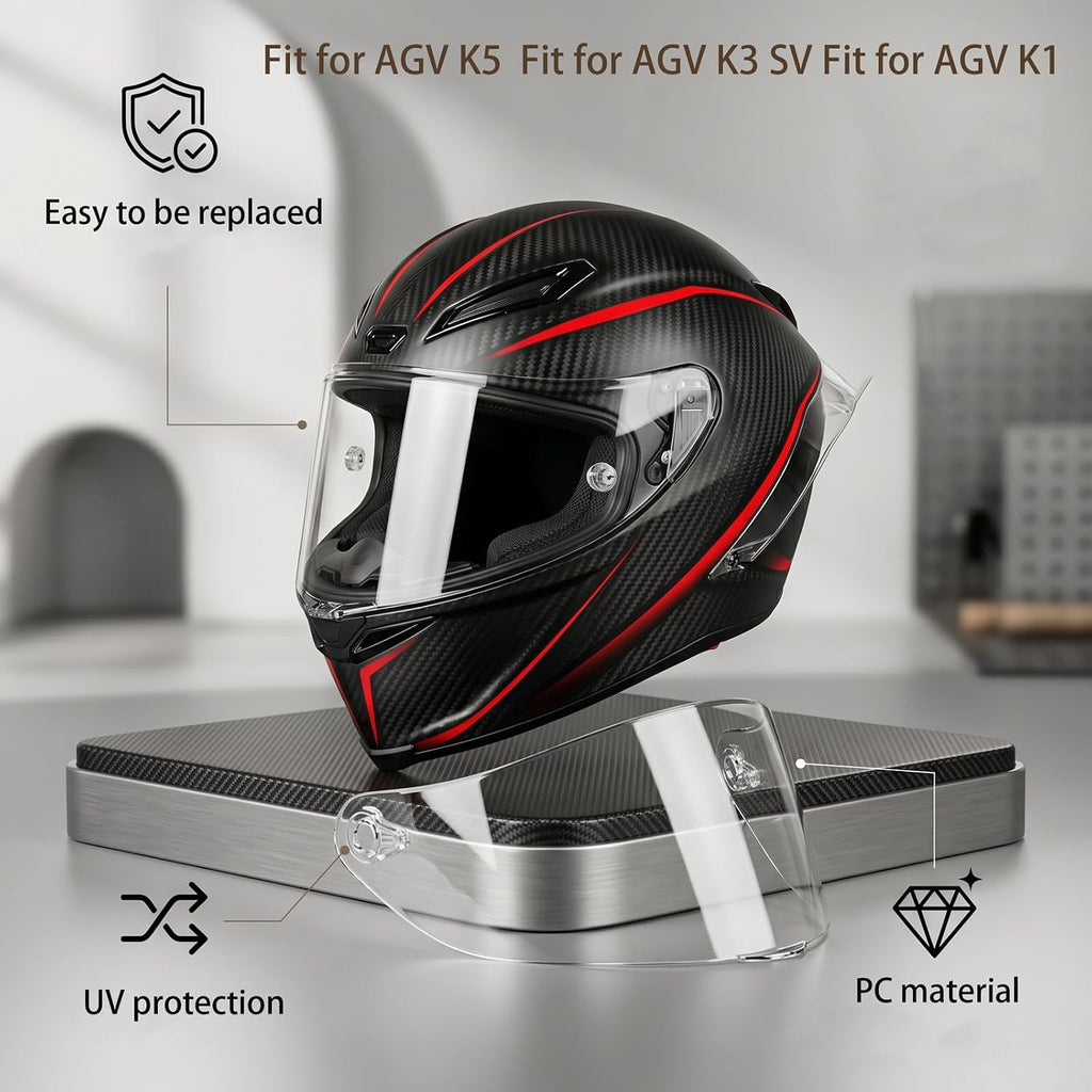 Motorcycle Helmet Face Shield Replacement for AGV K1 K1S K3 SV K5 K5S | K1 Helmet Visor, for Agv K1S Visor