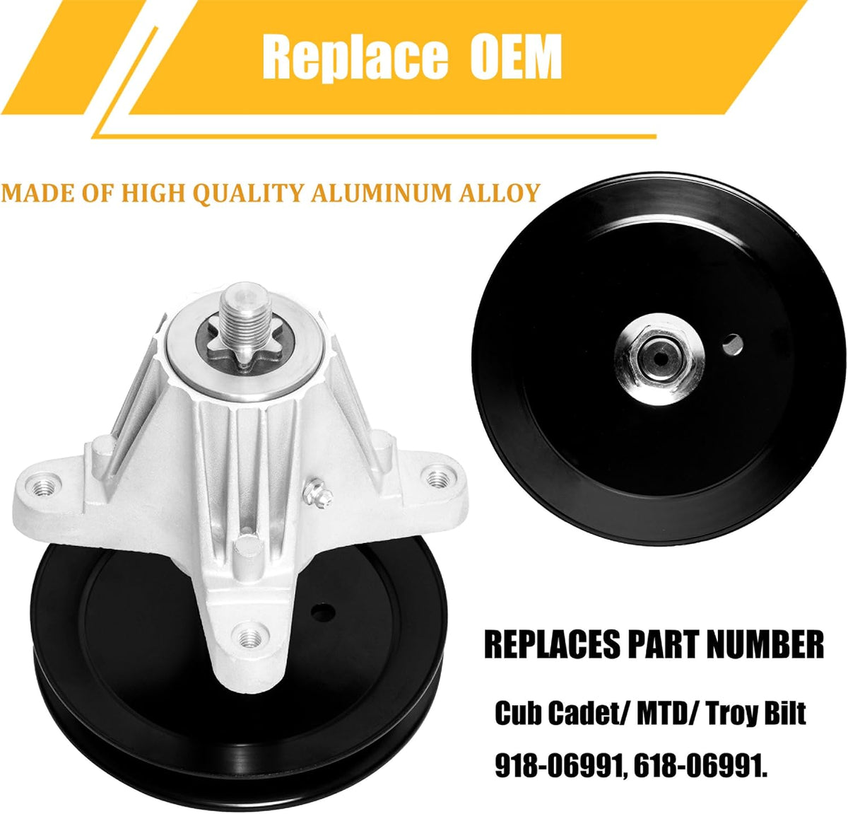 (2 Pack) Replacement Spindle Assembly for Craftsman Troy Bilt Cub Cadet Lawn Mower, Replaces 918-06991 618-06991, for Huskee LT4200, Craftsman T1000 T1200 T1400 T1800 Mandrel Assembly 42" Mower Deck