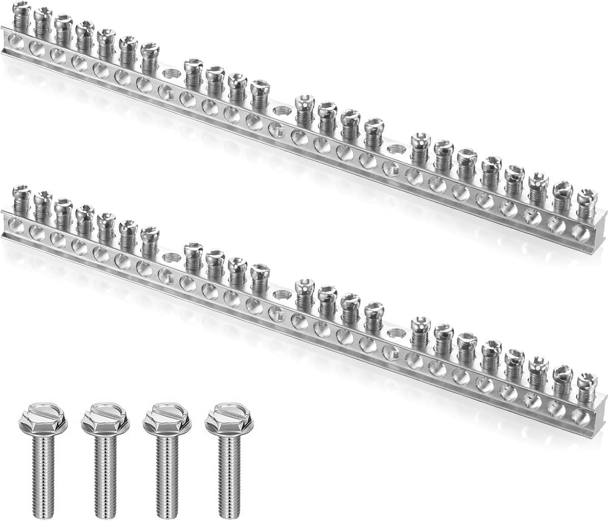 Relaxweex 2 Set Ground Bar Kit, 23 Terminal Positions for Electrical Panel