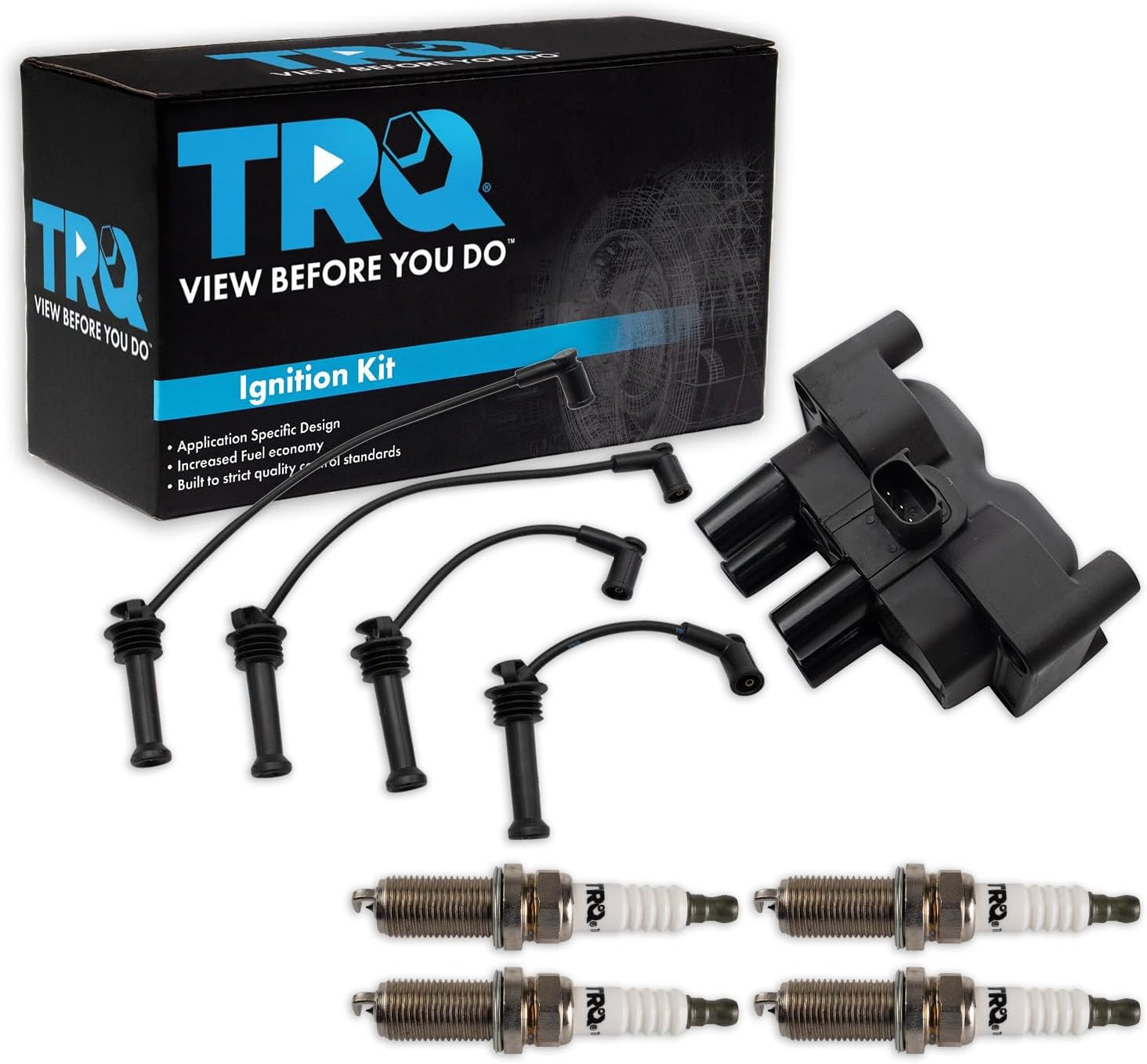 Ignition Coil & Spark Plug Kit Iridium 6 Piece Compatible with 2011-2013 Ford Fiesta