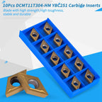 Oumefar 10pcs DCMT11T304-HM Carbide Turning Inserts, YBC251 Carbide Golden