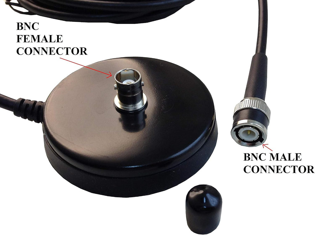 TW-35B Magnetic Antenna Mount with BNC Female Connector and RG-58 Coax Cable for Handheld Ham Radio & Two-Way Radio