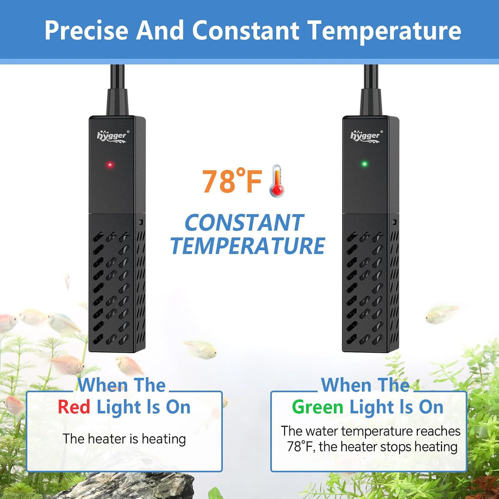 10W Small Aquarium Heater, Upgraded Ceramic Submersible Fish Tank Heater with 2 Suction Cups, Betta Heater Mini