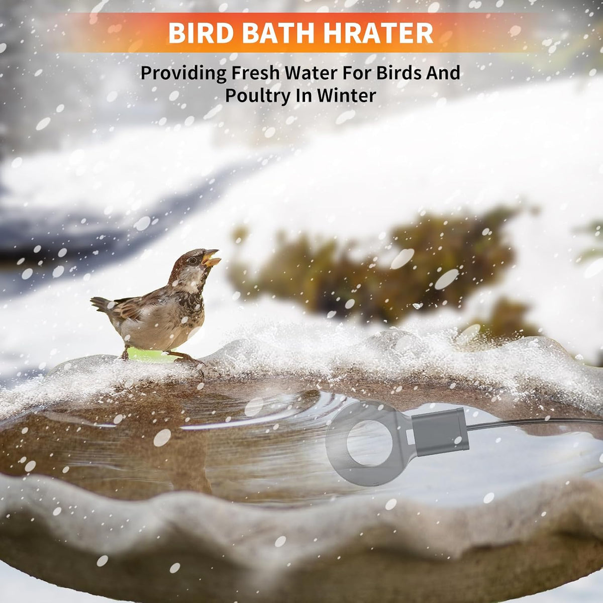 250W Utility De-Icer Submergible Cast Aluminum Chicken Water Heater for Livestock Tank Heater Bird Bath Heater in Winter