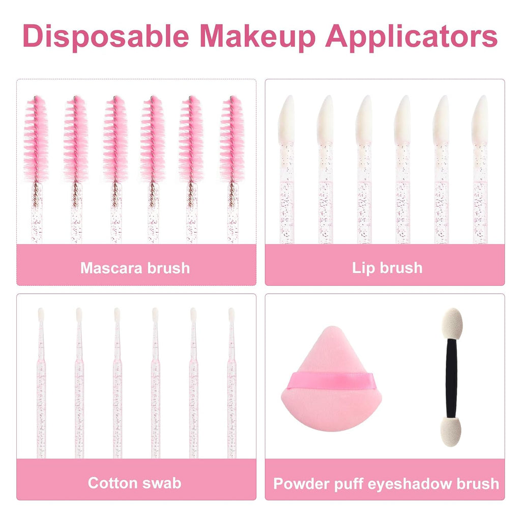Upgrade 206pcs Disposable Makeup Applicators Kit, Mascara brush/Lip Applicators/Micro Applicator Brushes/Dual Sides