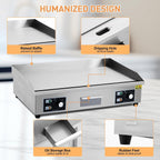 29 In Commercial Electric Griddle, Flat Top Grill Countertop Griddle