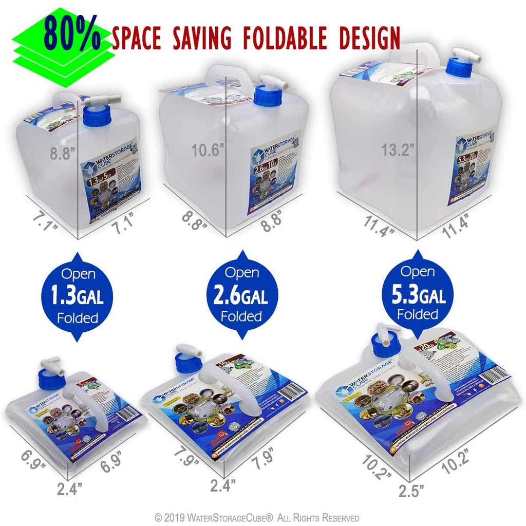 Collapsible Water Container with Spigot (5.3 Gal (2-Pack))