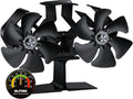 Wood Stove Fan Heat Powered Dual Motor | Non Electric Heat Activated Fan for Wood Burning Stove | Thermoelectric