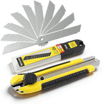 25mm Heavy Duty Utility Knife,10pcs SK5 Snap-Off Blades,Retractable Lock Box Cutter with Anti-Slip Rubber Grip for