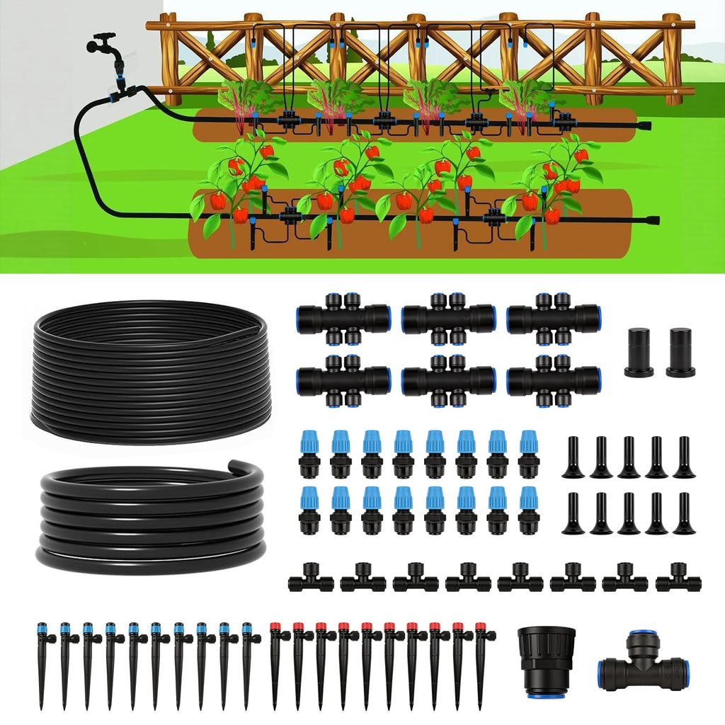 230FT Drip Irrigation System Kit, Quick Connect Garden Watering System, Complete Automatic Drip Irrigation Kit with