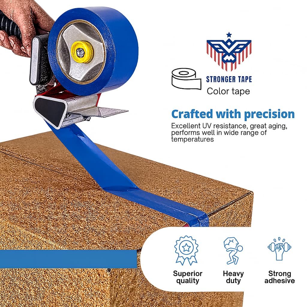 Blue Carton Sealing Tape, Packing Tape, Moving Tape 2" x 110 Yard,2.0 mil Thick, Heavy Duty (1 Roll)