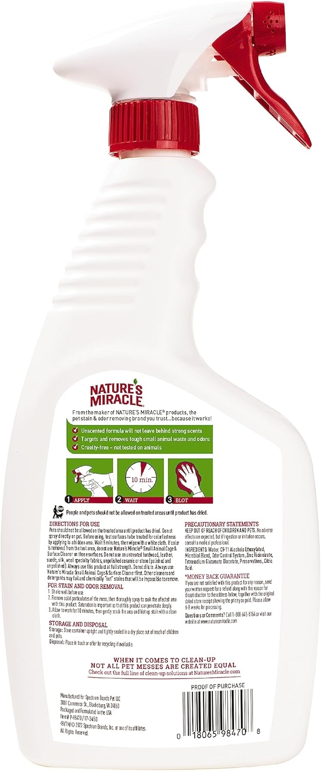 Nature’s Miracle Small Animal Cage and Surface Cleaner, Bio-Enzymatic Cleaning Formula, Destroy Tough Stains and