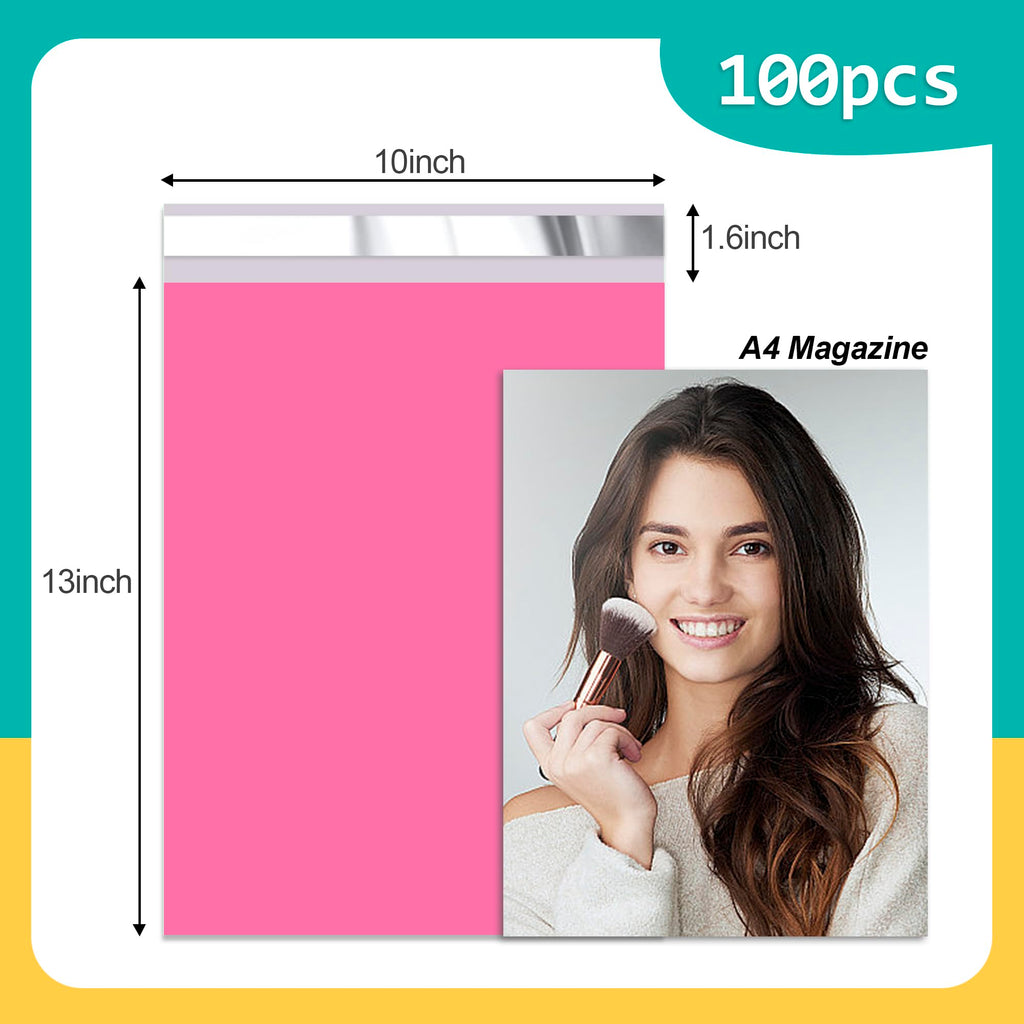 Poly Mailers 10x13 Inch, 100 Pack, Pink Shipping Bags, 2.4 Mil