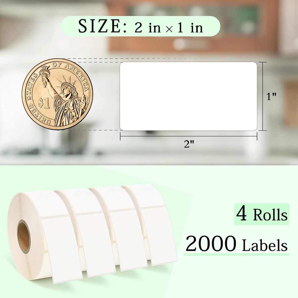 2000 Dissolvable Food Labels, 1 x 2 Inch Blank White