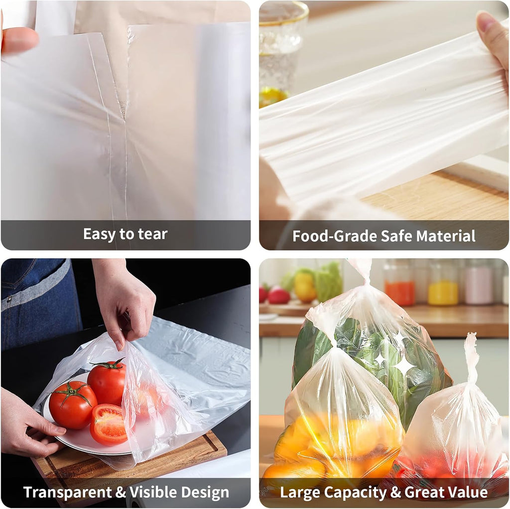 12" x 20" Clear Plastic Produce Bag on a Roll, Food Storage Bags