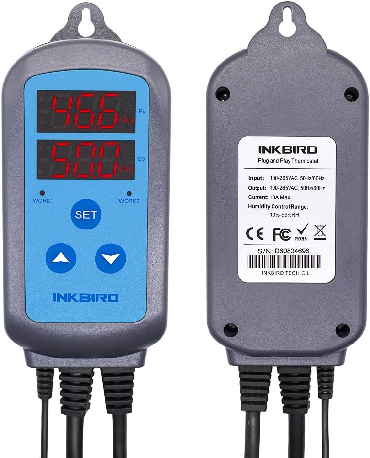 Humidity Controller IHC200 Humidistat for Mushroom Greenhouse | Pre Wired Outlet Dual Stage for Humidifier