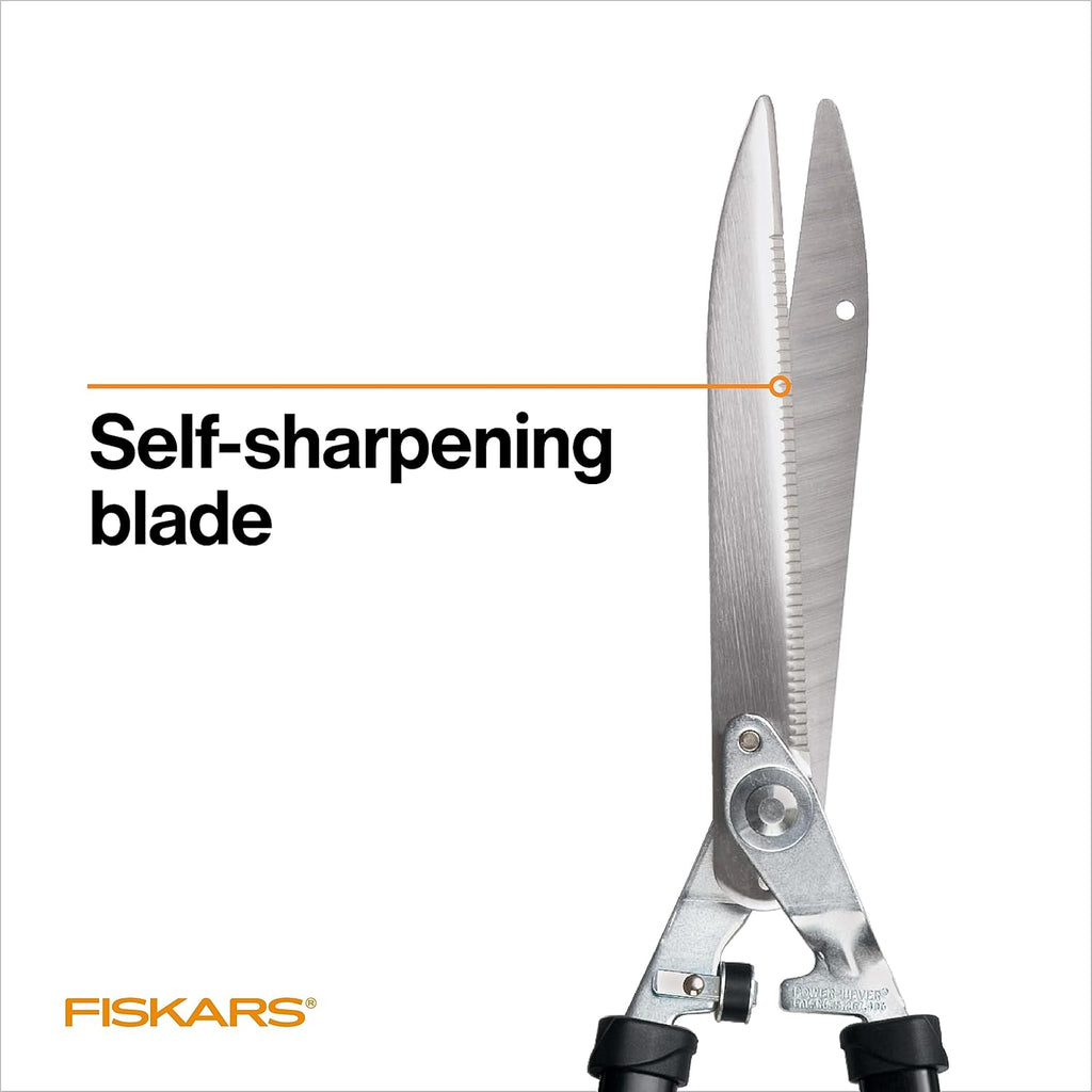 Power-Lever Extendable Hedge Shears, Self-Sharpening Serrated Steel Blades for Clean Cuts, Handles Adjust 25"-33" for
