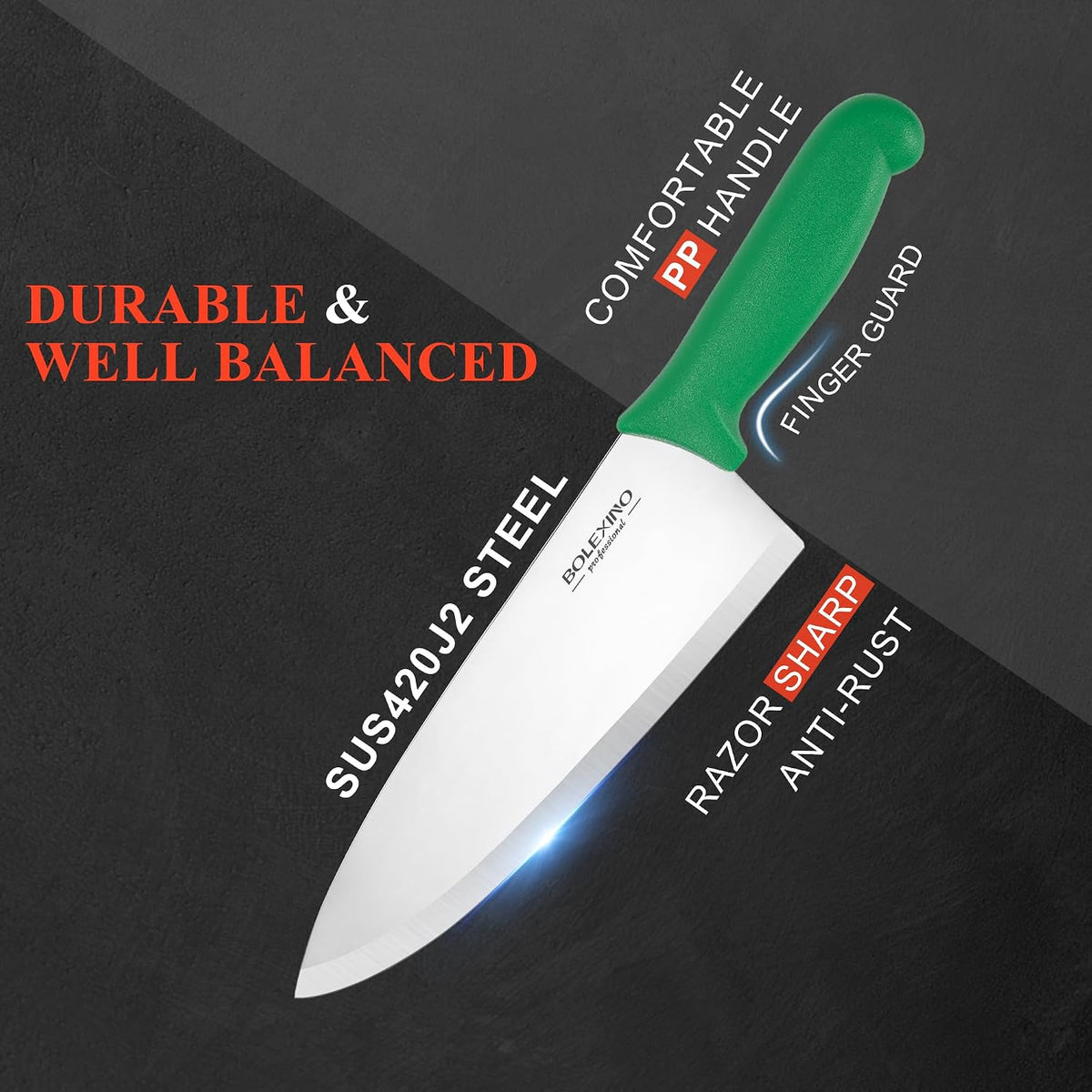 8" Chef Knife, Professional Kitchen Knife with Grip