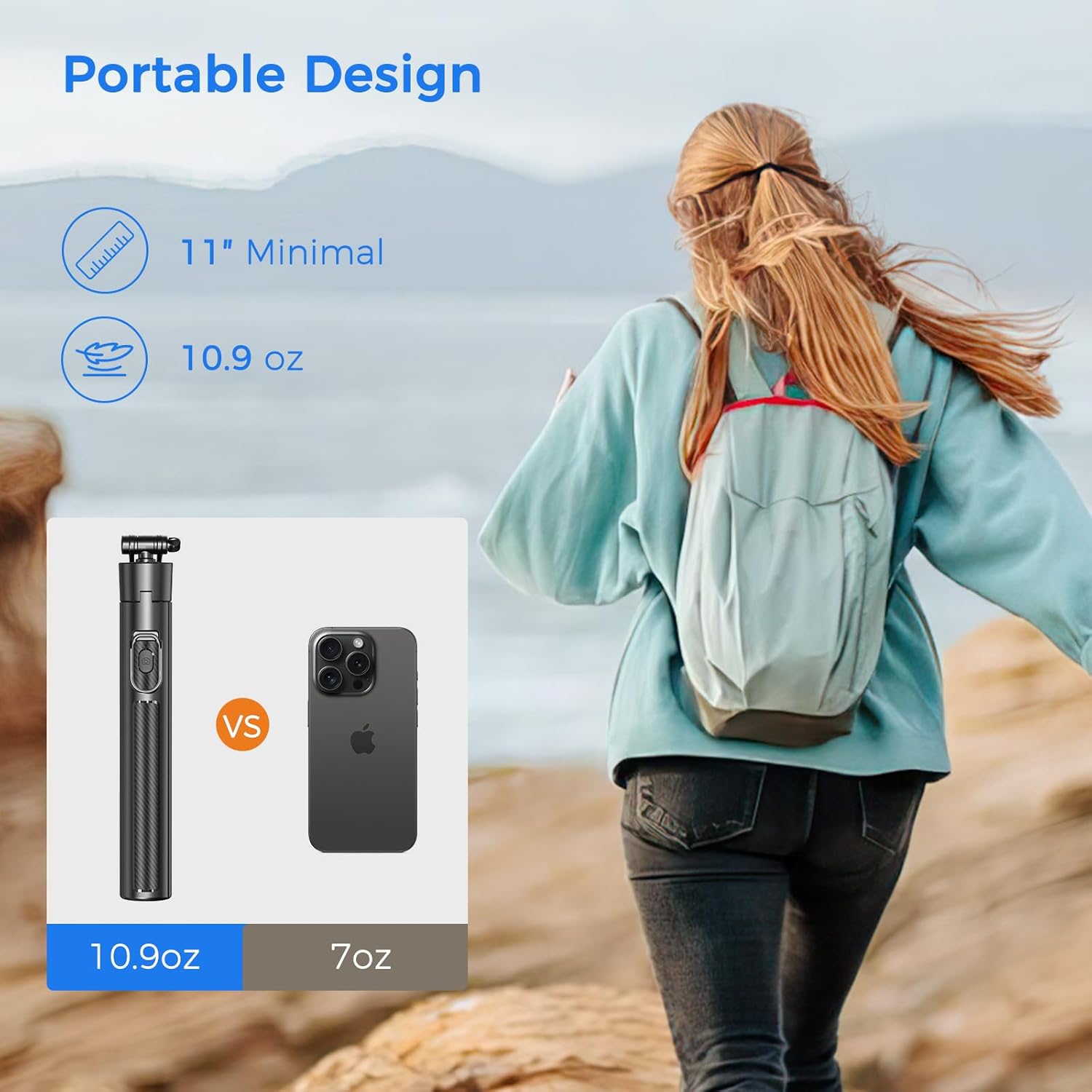 Selfie Stick Travel Tripod for Cell Phone with Remote Control and Phone Holder, Extendable Selfie Stick for iPhone