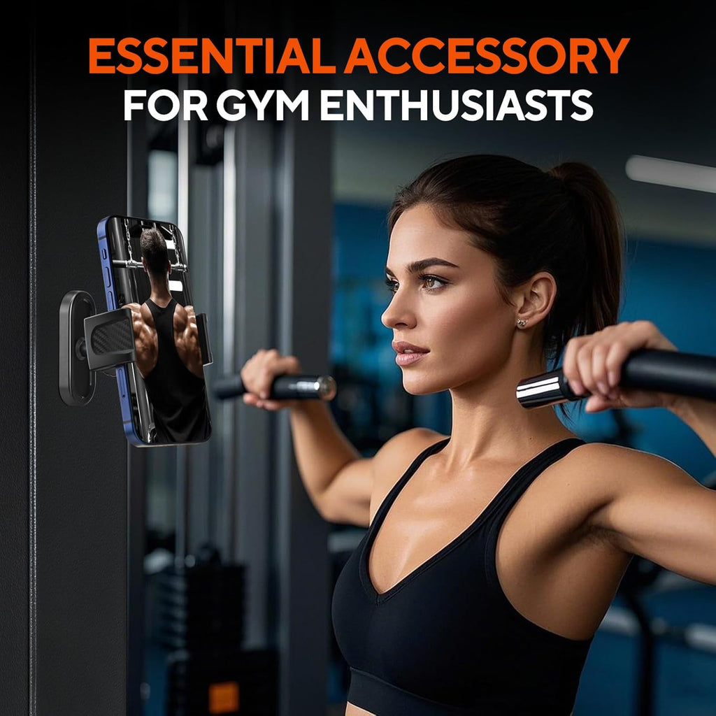 Magnetic Phone Holder for Gym, 360° Adjustable | Gym Phone Mount with Strong Magnet Base, Compatible with All