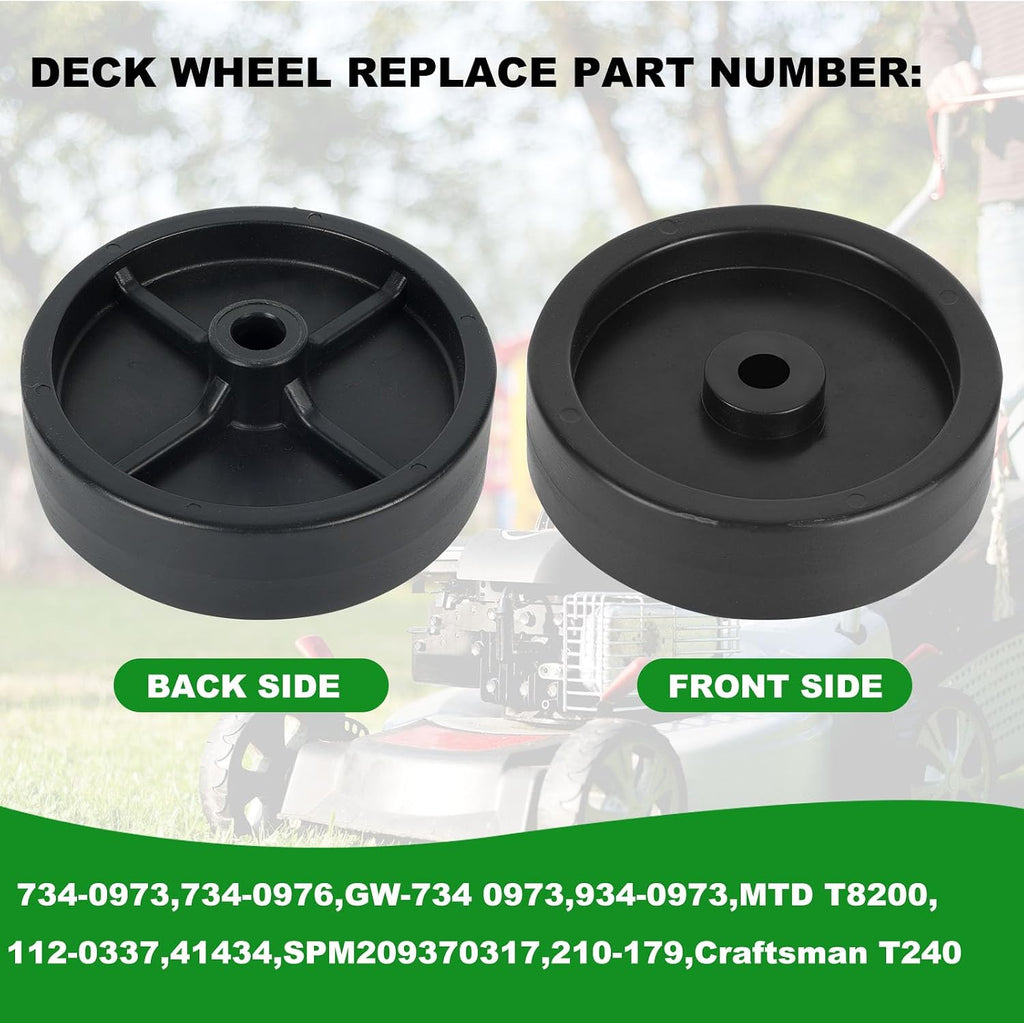 734-04155 and 734-0973 each 2 PCS Mower deck wheel with bolt kits replaces for Toro 112-0677 112-0337,MTD RZT42 RZT50,Cub Cadet XT1-LT42 XT2-LX46,Troy Bilt TB1942,Craftman T240 Tractors