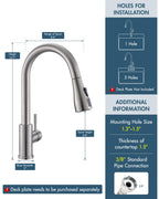 LED Brushed Nickel Kitchen Faucet with Pull Down Sprayer