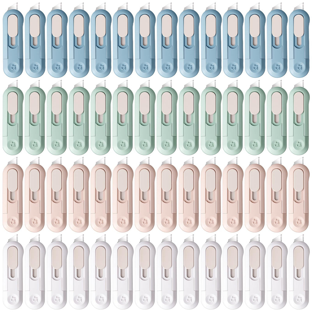 60 Pcs Mini Box Cutter Bulk, Retractable Box Opener Mixed