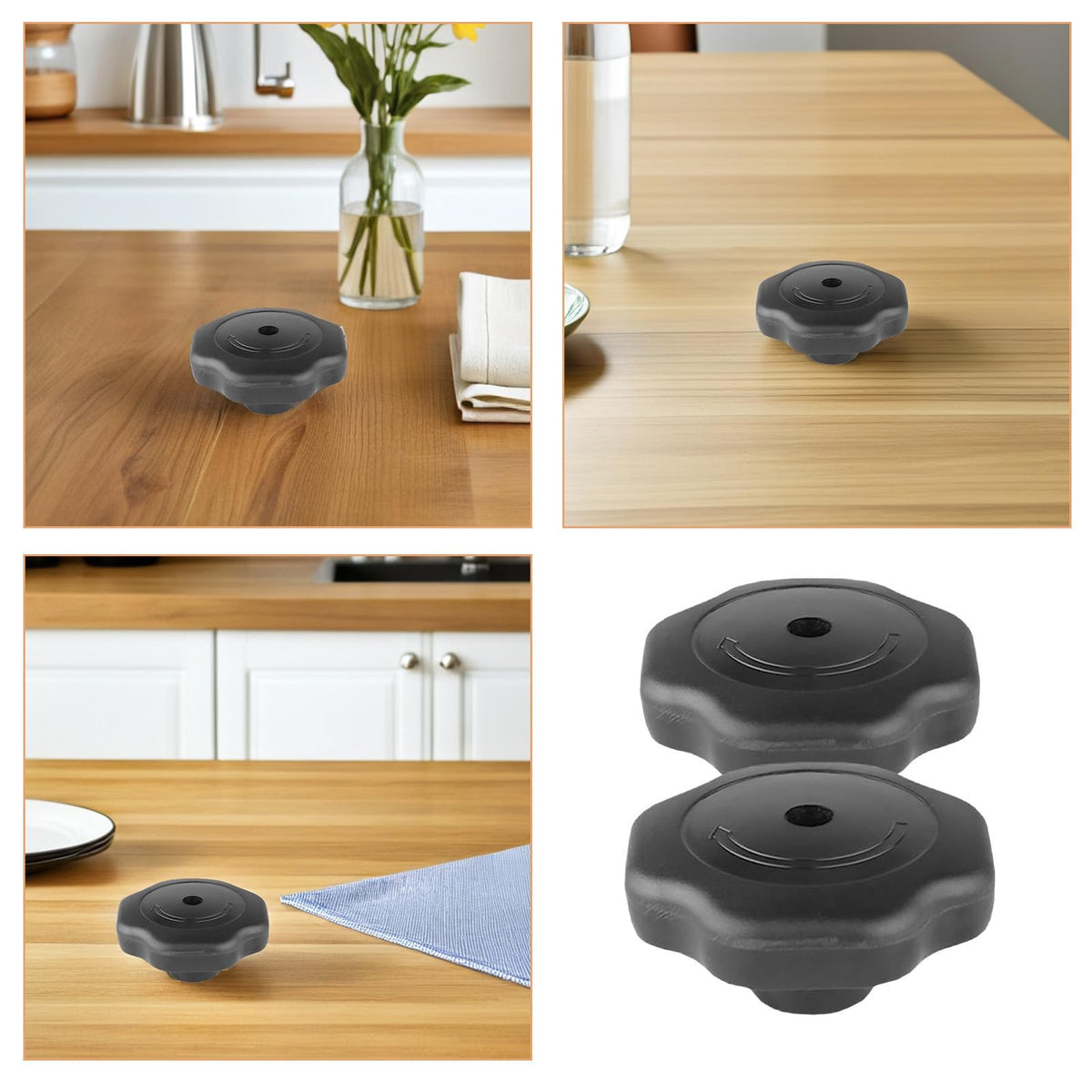 2 Pcs Pressure Cooker Lid Knobs, Black Plastic Replacement Parts