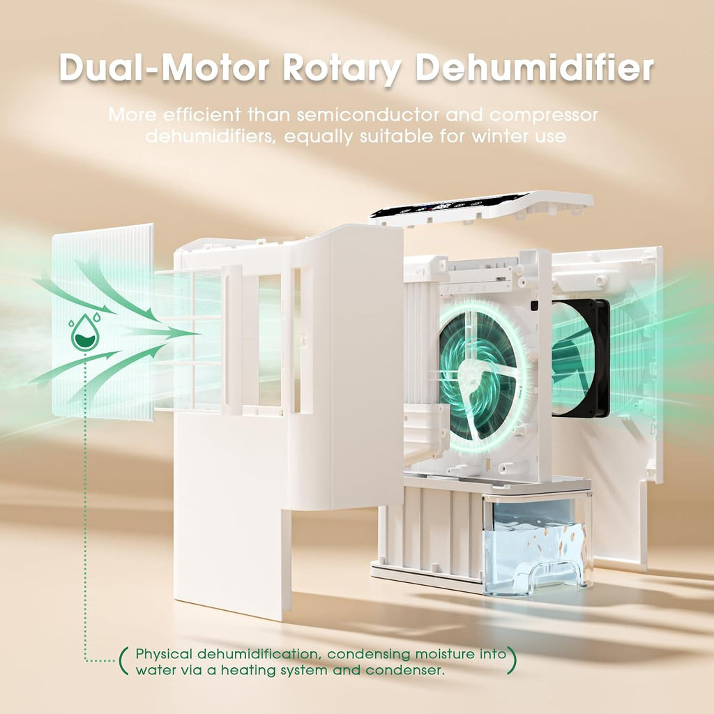 Dehumidifiers for Home, 2000 Sq.Ft Small Dehumidifier with 3.3ft Drain Hose, 2.5L Tank, Timer Sleep Mode, Portable