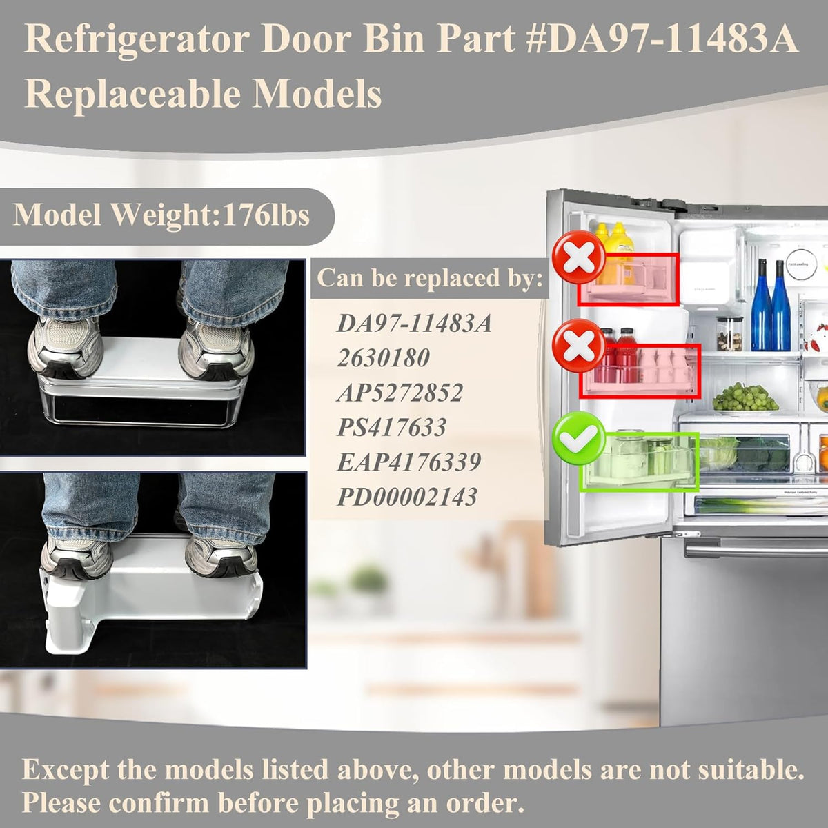 Upgraded DA97-11483A Refrigerator Door Bin(Left)