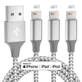 iPhone Charger 3 Pack 10FT MFi Lightning Cable (Grey White) | MFi Certified Fast Charging & High-Speed Data Sync