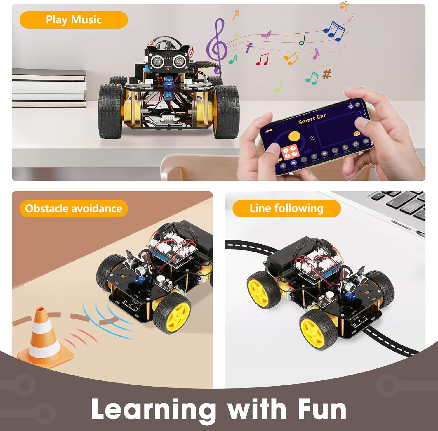 Robotics Kit for Kids Ages 8-12 12-16, Smart Robot Car Kit Compatible with Arduino & Scratch, STEM Toys Coding Robot