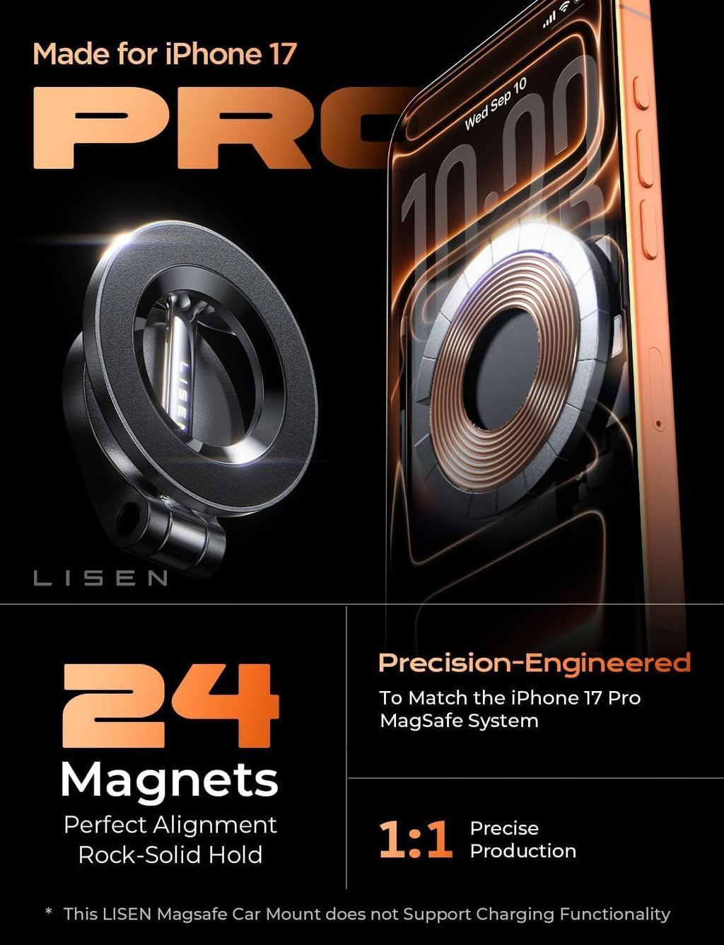 for MagSafe Car Mount for iPhone 17 Pro Max [24 Strong Magnets] Classic Magnetic Phone Holder for Car Dashboard