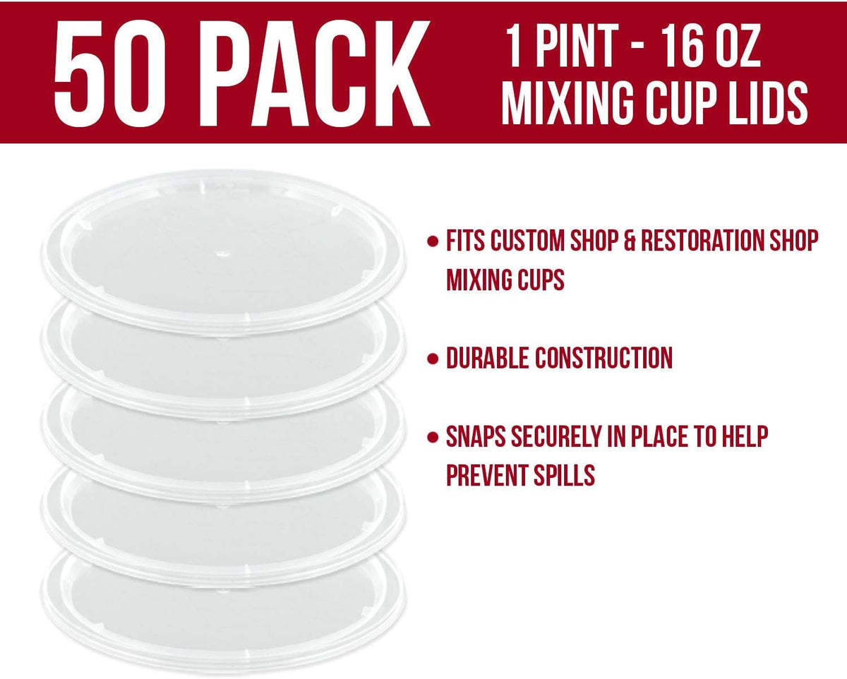 Paint Mixing Cup Lids Only, Box of 50, Pint Size, Lids Only