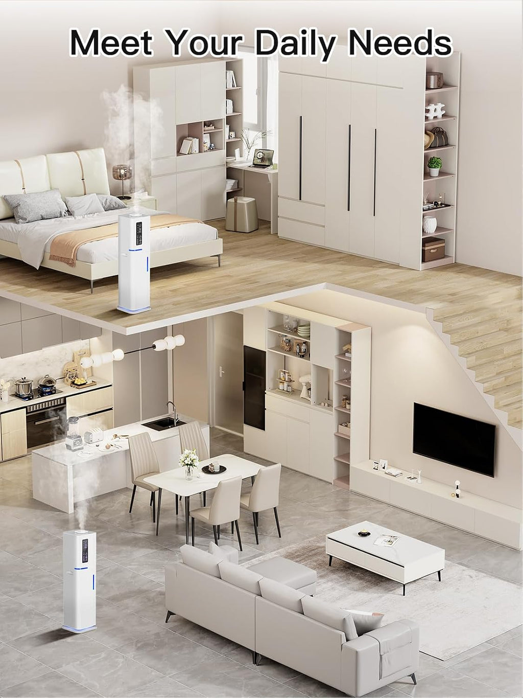 10L/2.64Gal Humidifiers for Bedroom, Top Fill Quiet Ultrasonic Cool Mist Humidifier Large Room, Covers 550ft², 60H