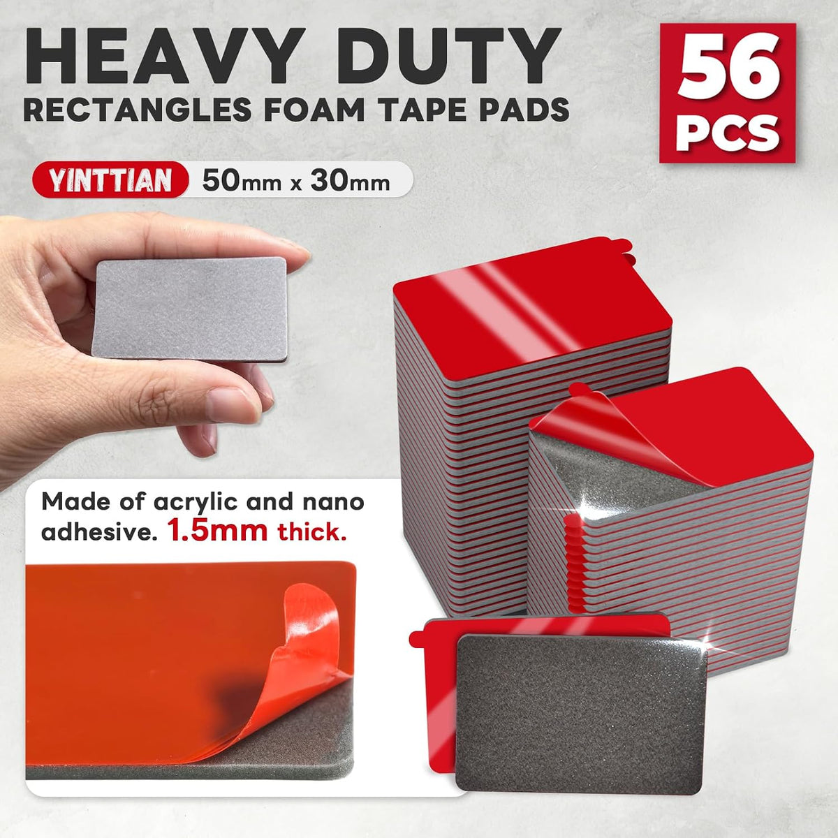 56Pc Premium Double Sided Mounting Tape Heavy Duty, Heat Resistant
