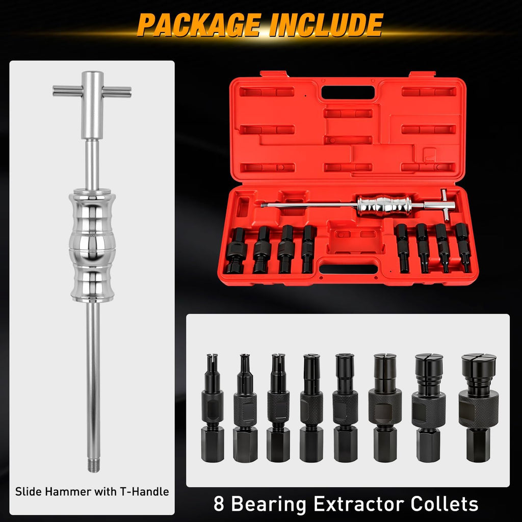 9PCS Blind Inner Bearing Puller Set with Slide Hammer 8-32MM Collets