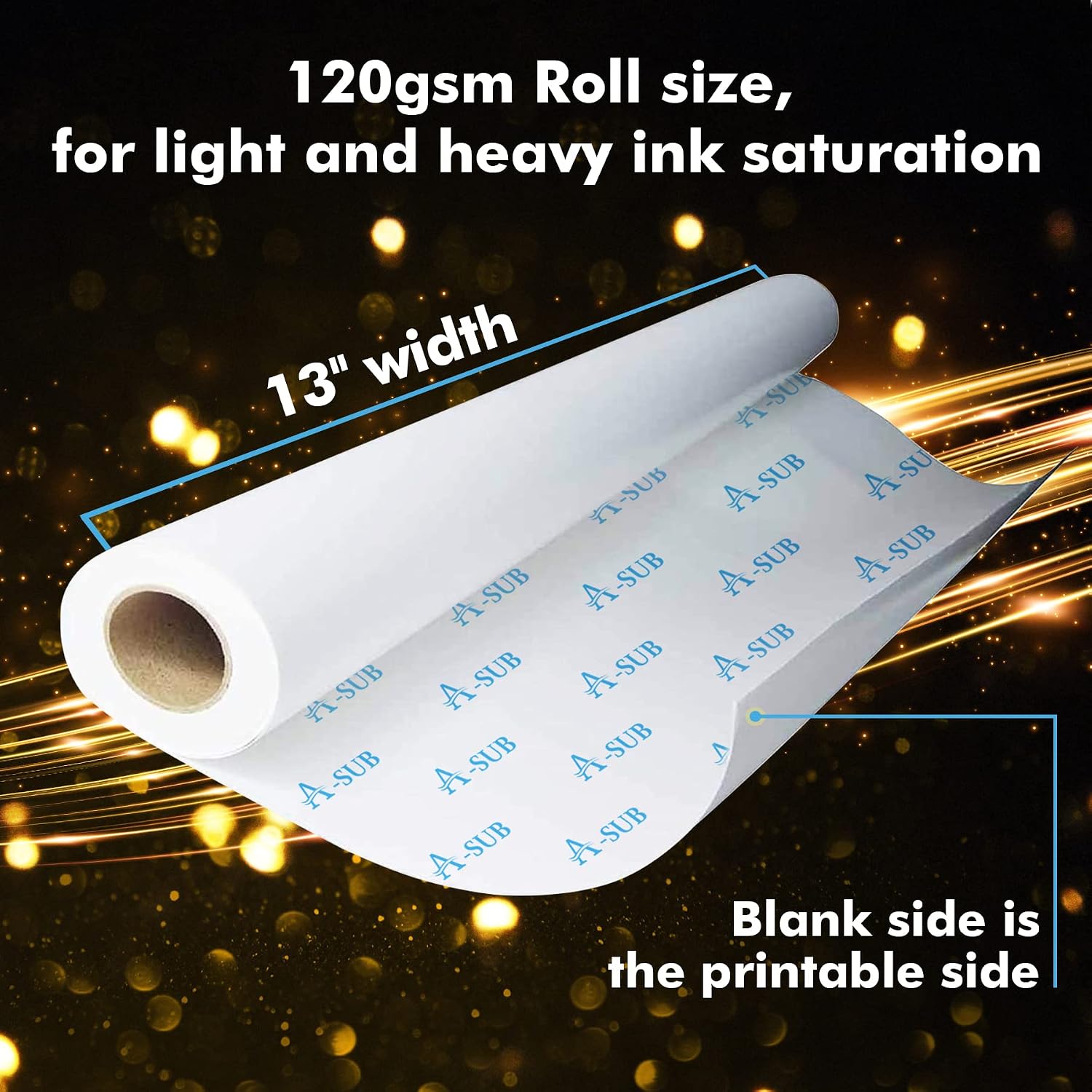 Sublimation Paper Roll 13 Inch x 110 Ft, 120gsm | Compatible with Inkjet Sublimation Printer, Quick Drying
